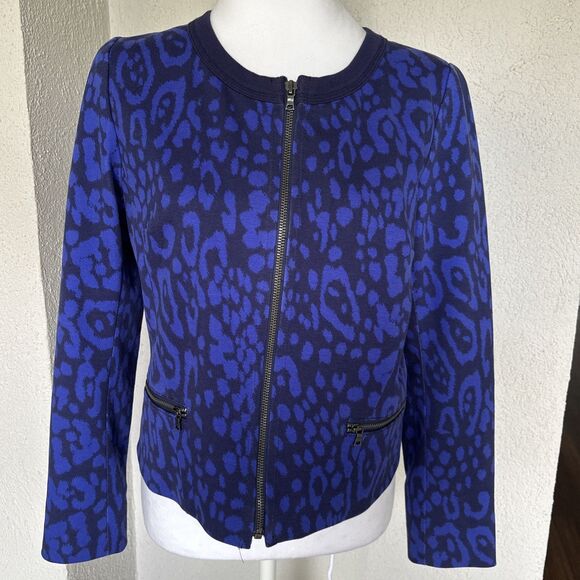 Gap Cotton Blue Zip Up Blazer With Pockets Size 6 - Picture 2 of 10